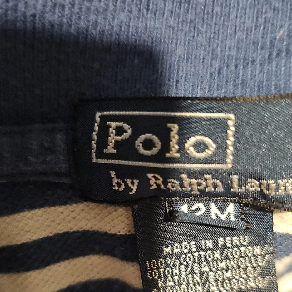Polo Ralph Lauren Navy White Striped Polo Blue White 12 Months Toddler Shirt